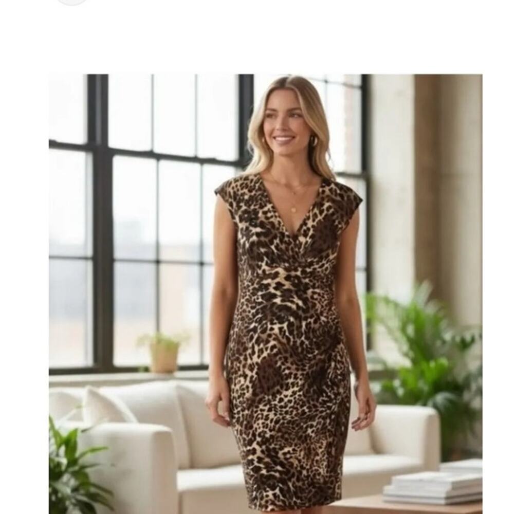 Lauren Ralph Lauren Leopard Print Faux Wrap Dress Women’s Size 8